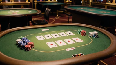 Baccarat-Tisch mit goldenen Akzenten und Stadionbeleuchtung im Golisimo Live Casino