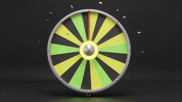 Drehrad Wheel of Fortune mit neon-limettengr&uuml;nen und gelben Segmenten bei Golisimo Casino