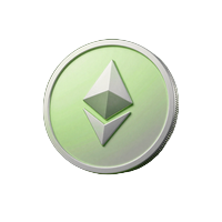 Gl&uuml;hende Ethereum-M&uuml;nze mit Limettengr&uuml;n-Silber-Gradient bei Golisimo Casino