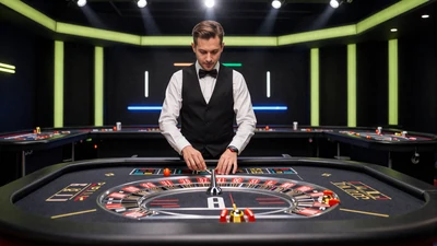 Live Roulette Tisch unter Stadion-Scheinwerfern im Golisimo Live Casino